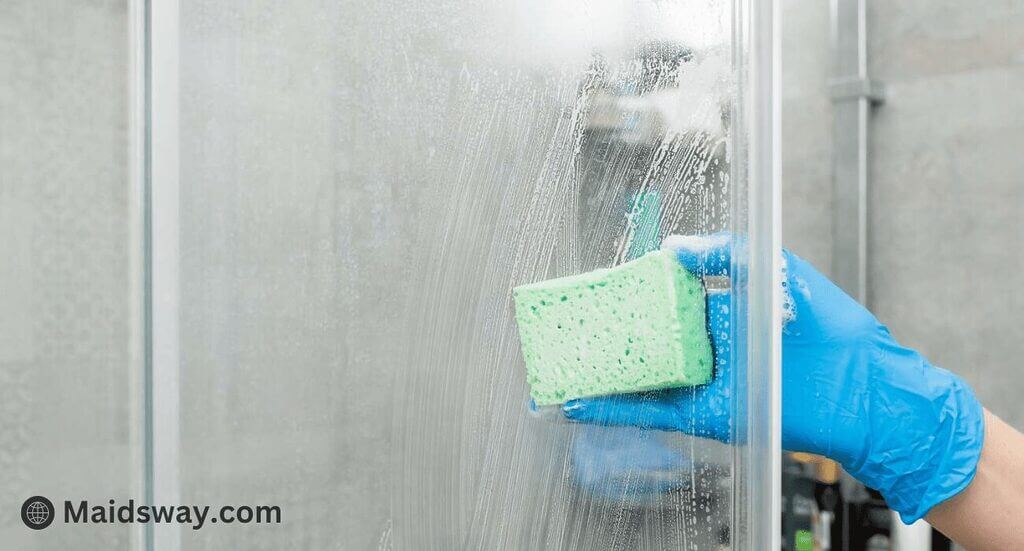 scrubbing shower doors