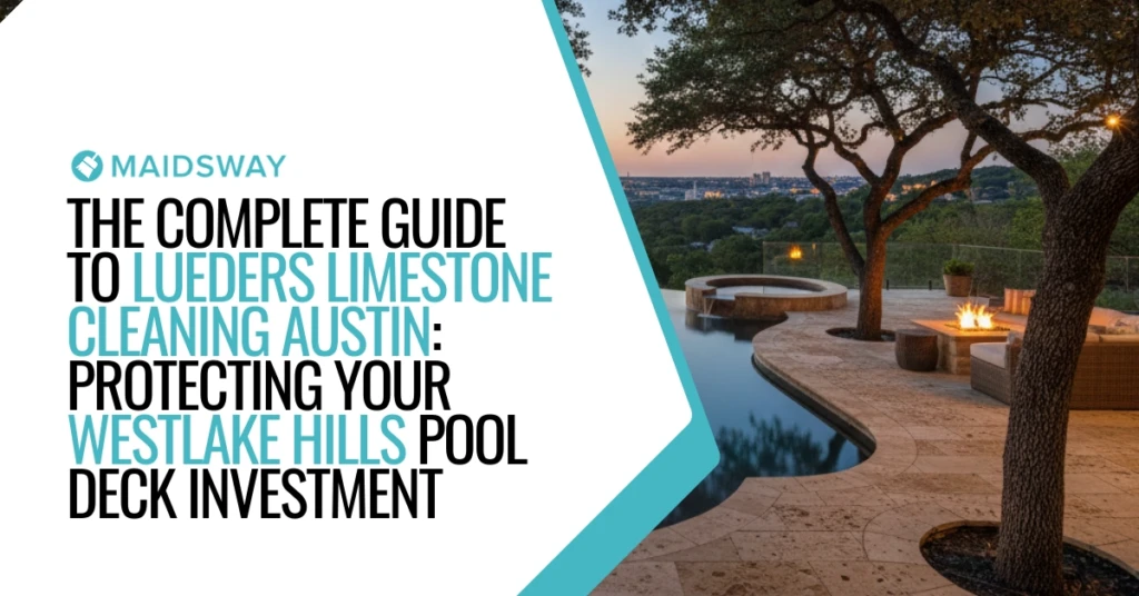 Expert Lueders limestone cleaning Austin TX: Safe removal of mold from a natural stone pool deck and patio for long-lasting results.